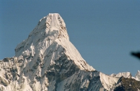 The summit and hanging glacier of Ama-Dablam Nepal